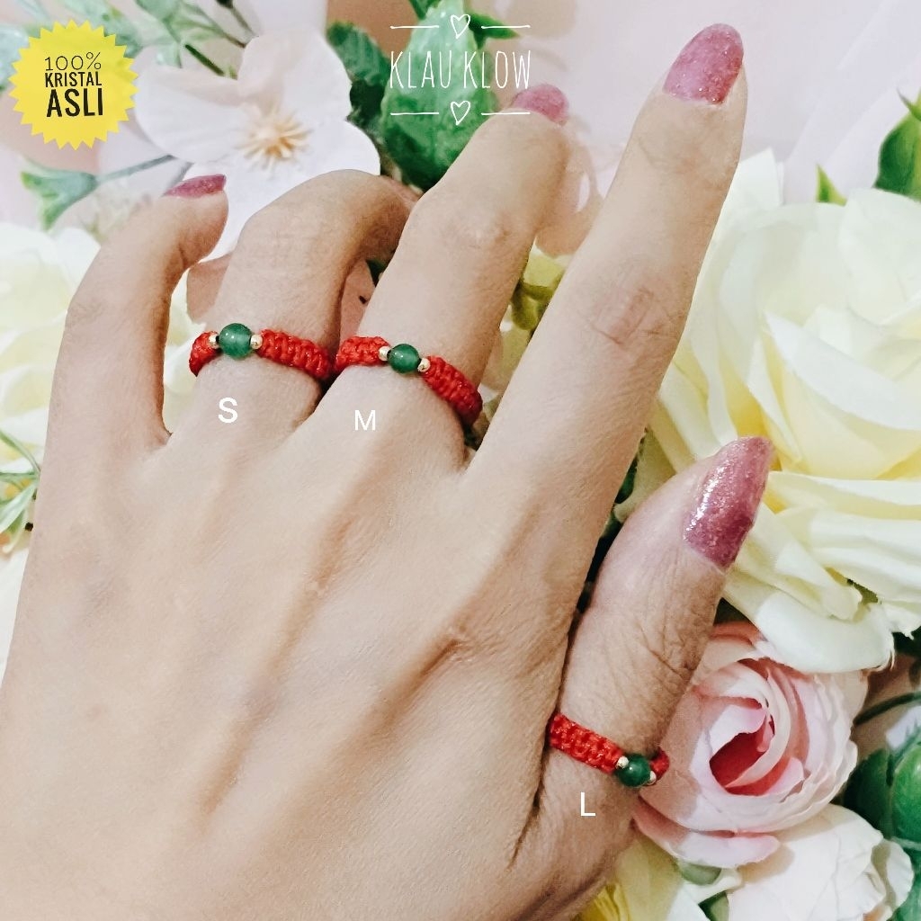 Cincin tali merah Giok asli 100%,4mm (703)