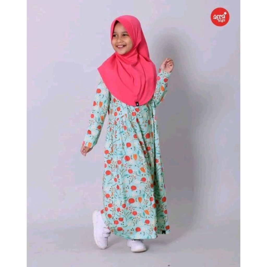 Afra kids Gamis anak muslim hijau tosca