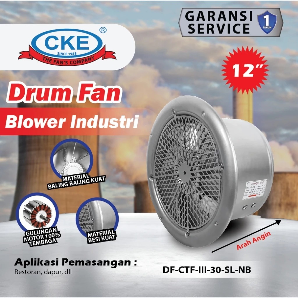 CKE Drum Fan 12 Inch Drum Fan Blower Tabung Blower Gedung Eksos Drum 12"