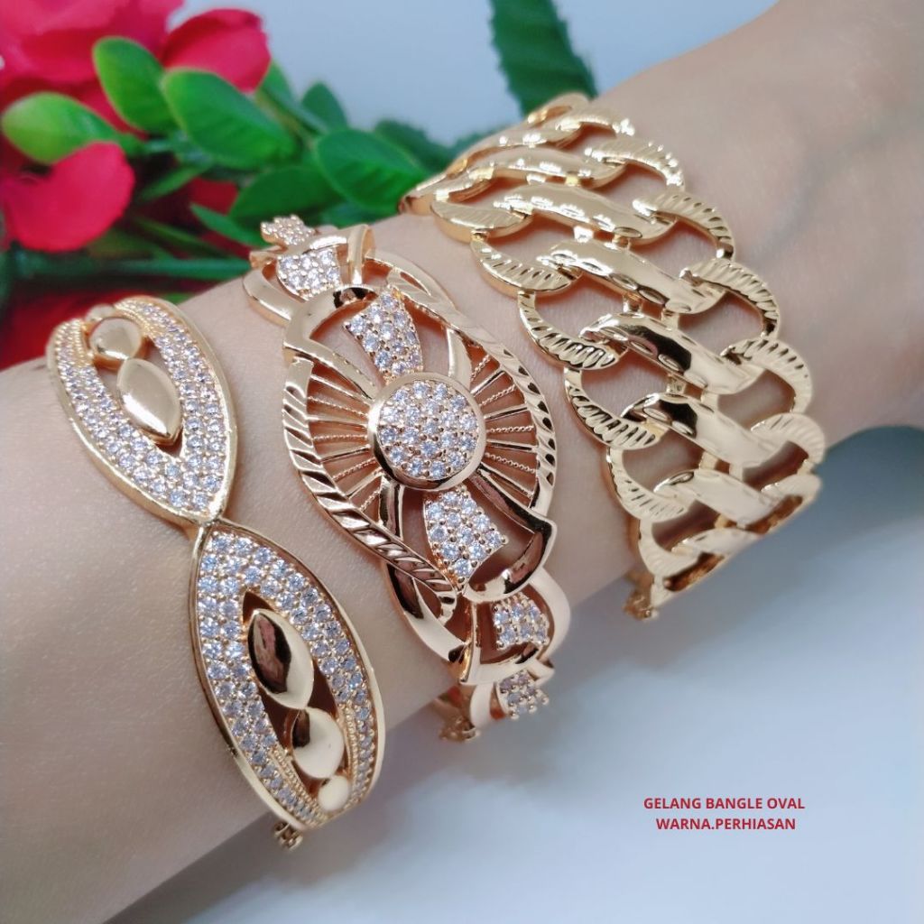 Gelang Bangle Jumbo Mewah Perhiasan Aksesoris Lapis Emas Titanium Xuping Tembaga Terlaris R8-GB4