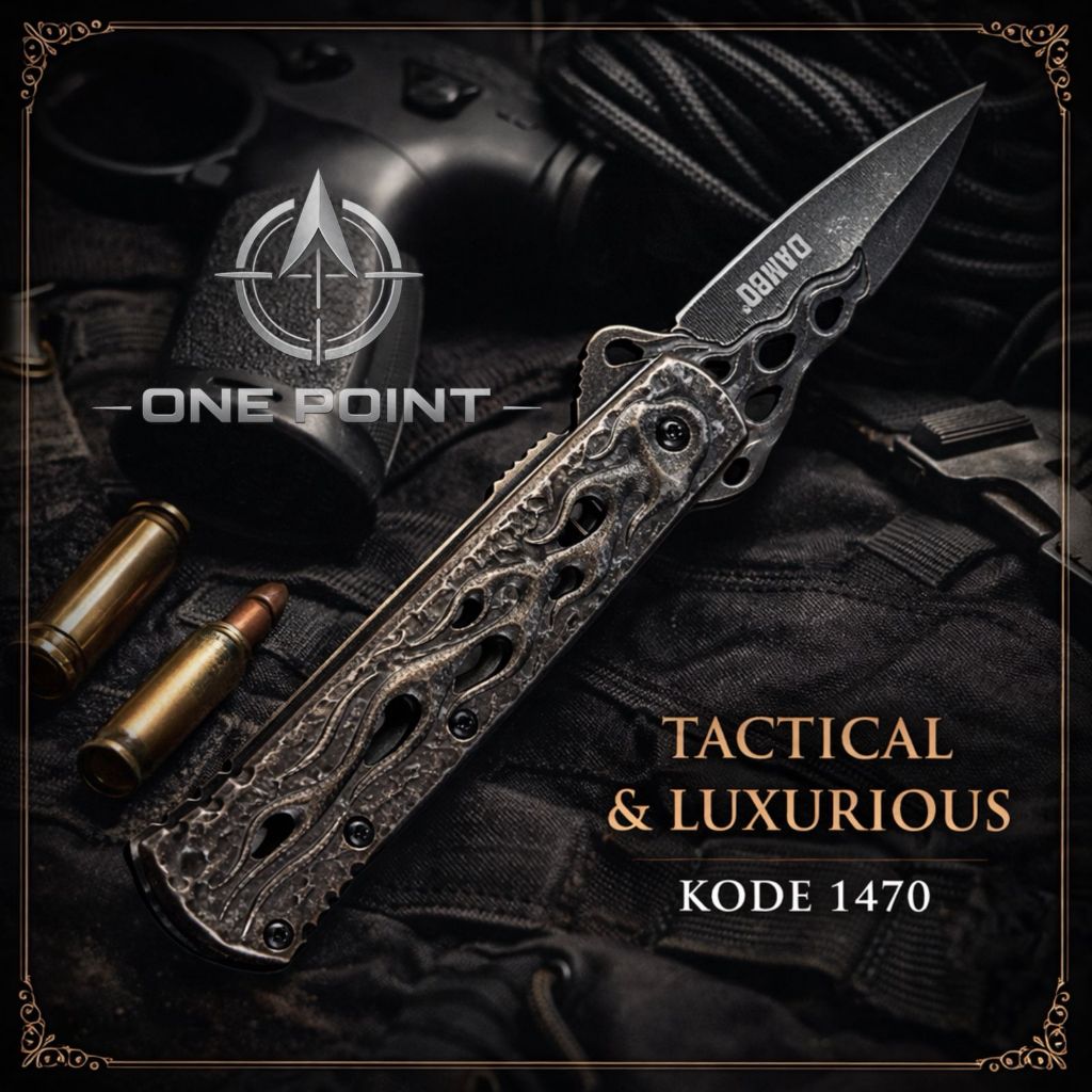 Pisau Lipat Stainless Motif Artistik Premium Outdoor Camping EDC Koleksi 1470