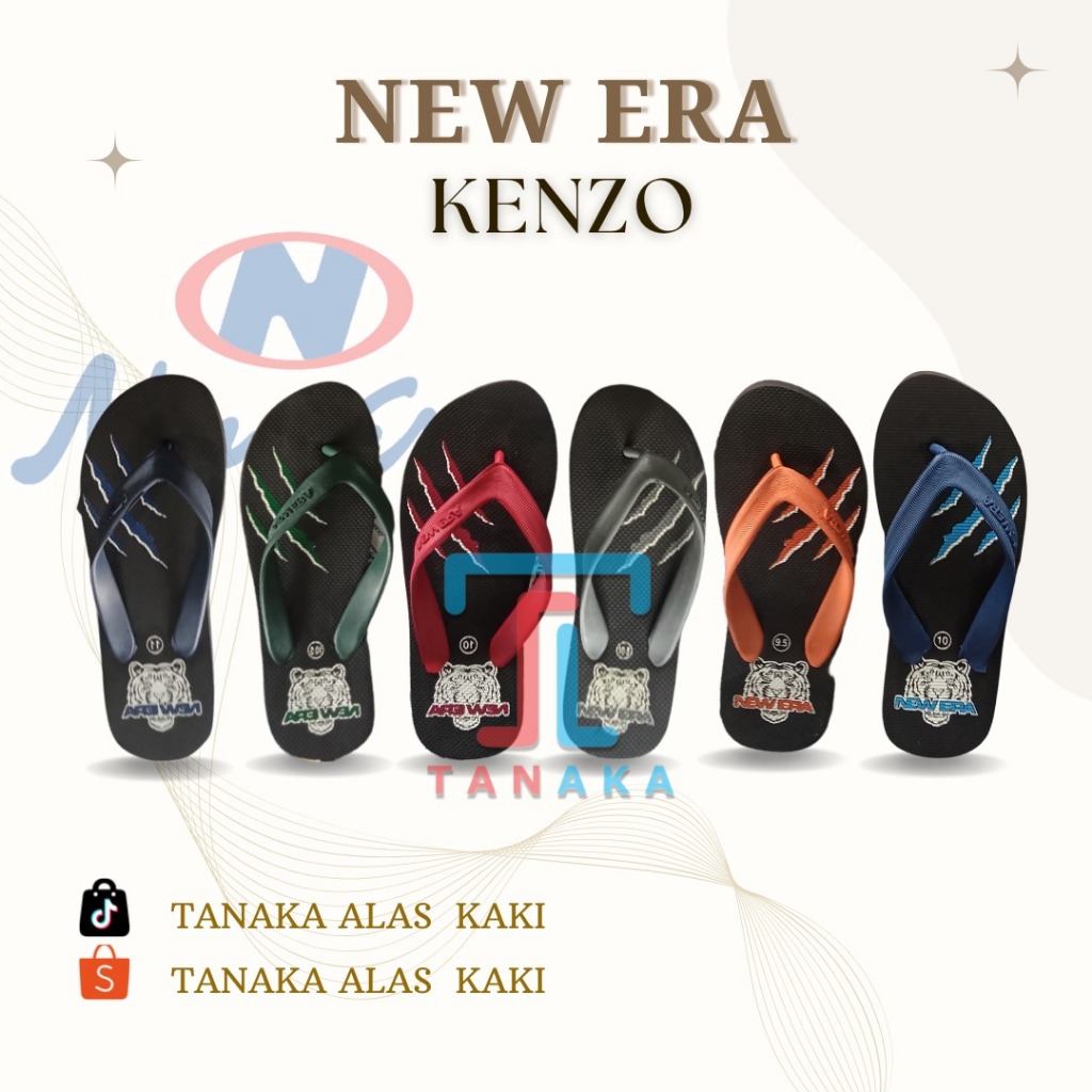 Sandal Jepit Pria New Era Kenzo Original - Bahan Karet, Anti Slip, Nyaman, dan Awet