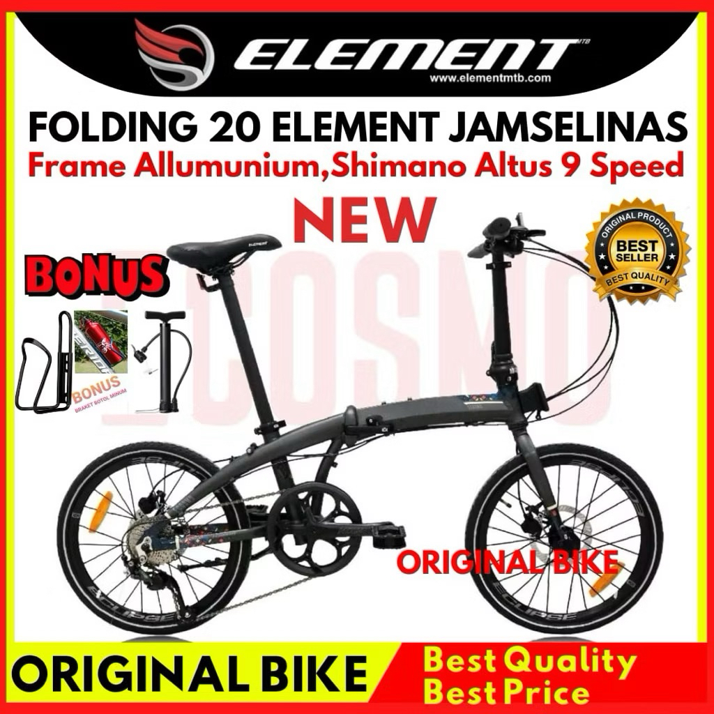 Sepeda Lipat 20 Element Ecosmo Jamselinas Frame Alloy Terbaru