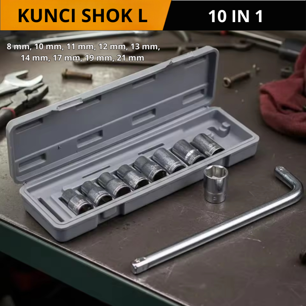Kunci Shok 10 Pcs Kunci Shok L Set 8 - 21 MM Kunci shok tahan karat
