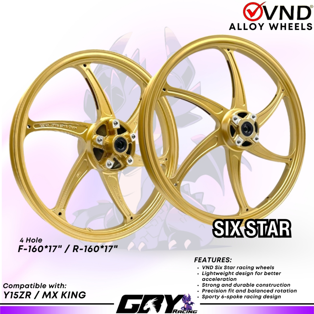VND Six Star Velg Racing 160x17 MX King V1 V2 Jupiter MX 150 – Velg Ring 17 Original VND
