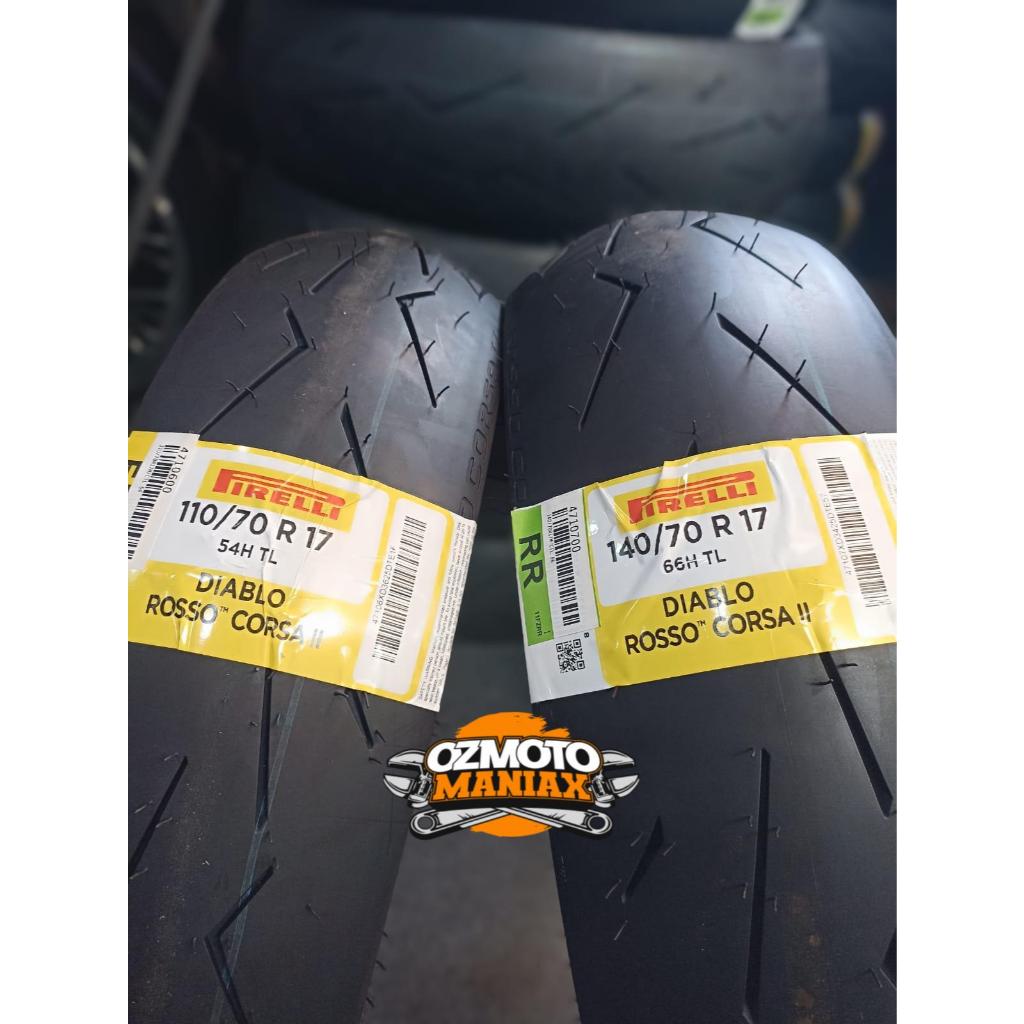 Pirelli Diablo Rosso Corsa II Radial Size 110/70-17 & 140/70-17 Soft Compound (Paket Ban Ninja 250 /