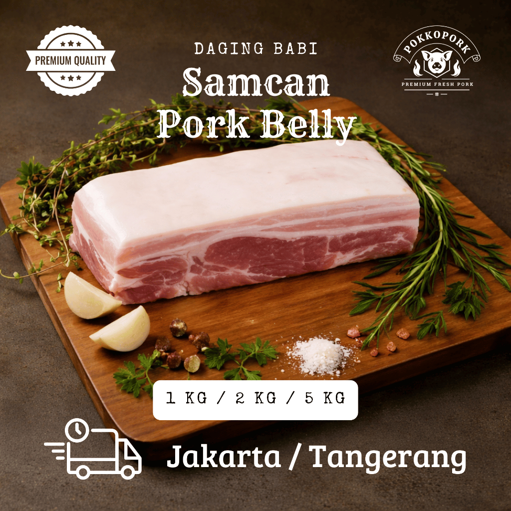 Daging Samcan Babi Pork Belly Whole Cut Kulit Frozen Vacuum Fresh Premium 1 kg 2 kg 5 kg Siobak BBQ 