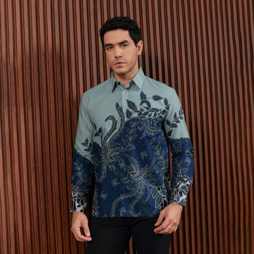 Enzy Batik Essential Kemeja Batik Pria Nayara - Hijau Mint