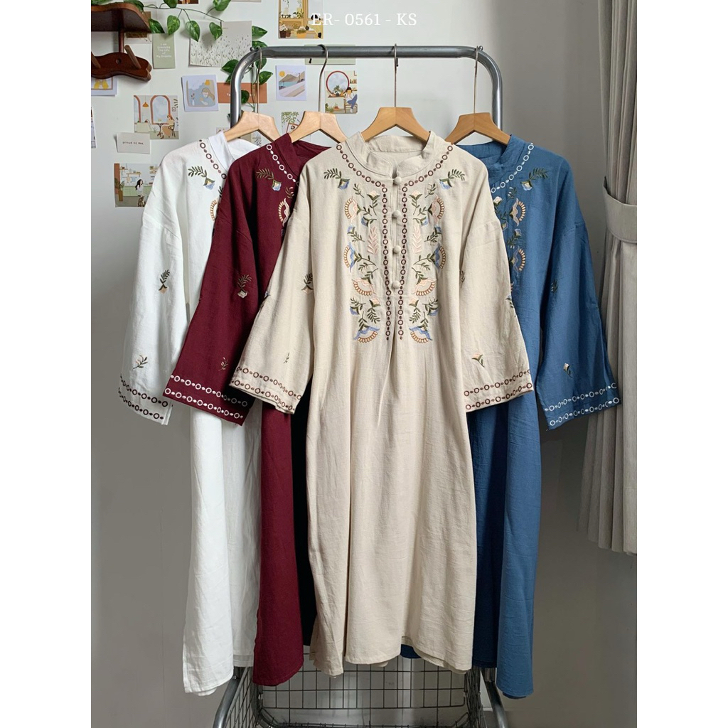 TUNIK WANITA BUNGA BORDIR LINEN| TUNIK WANITA| TUNIK BORDIR