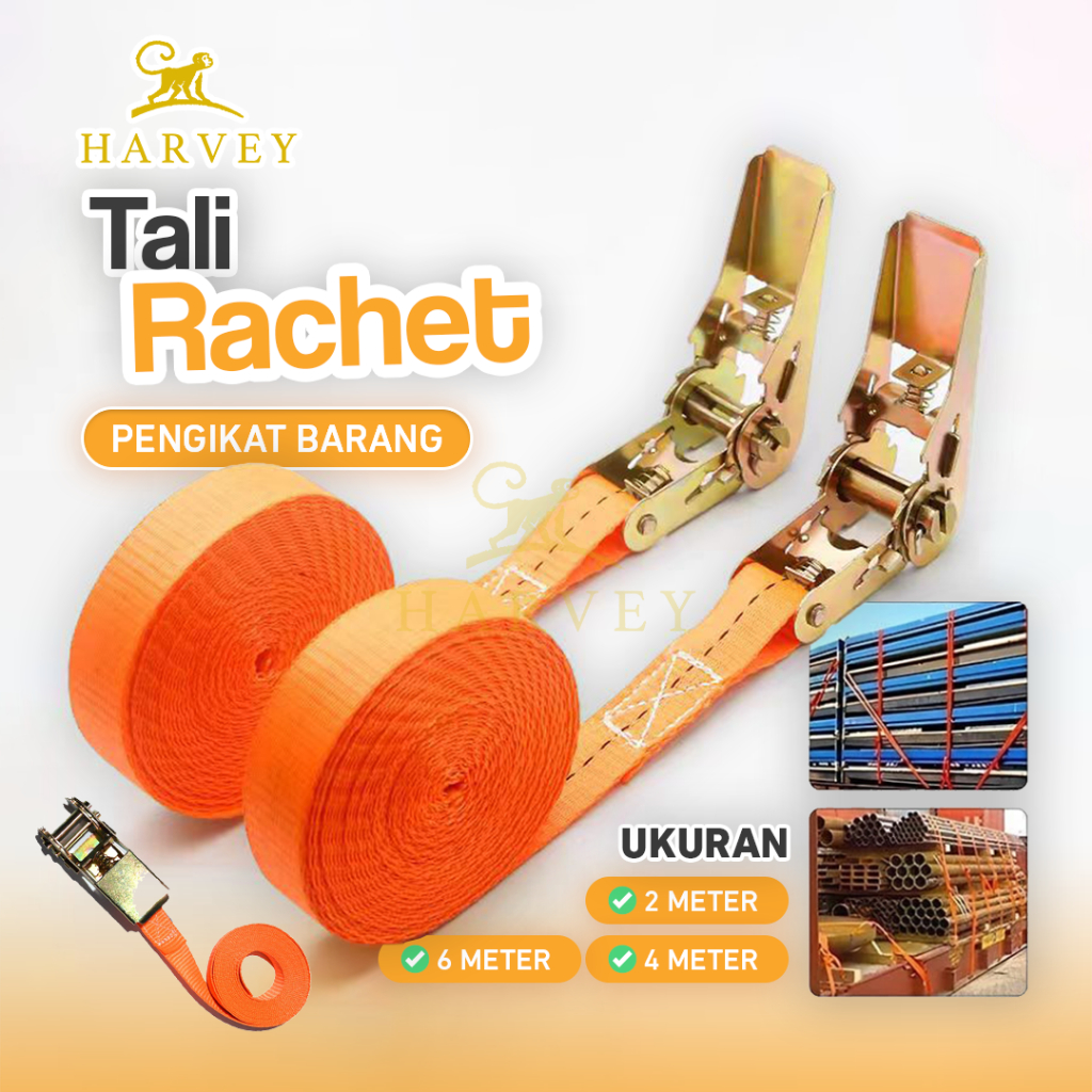 Tali Rachet Pengikat Barang / Cargo Lashing Belt Ratchet Tie Down / Set Sepeda Mobil Motor Rachet Ti