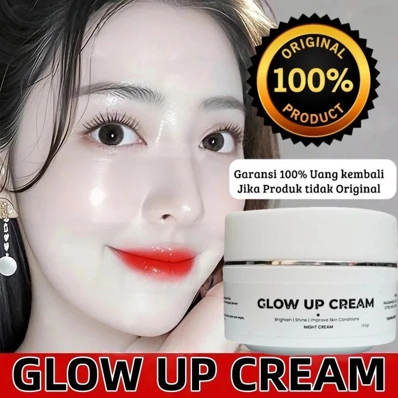 Night Cream Glow Up 12.5gr Krim Malam Pemutih Wajah Ampuh Hilangkan Flek Hitam Bekas Jerawat Kerutan