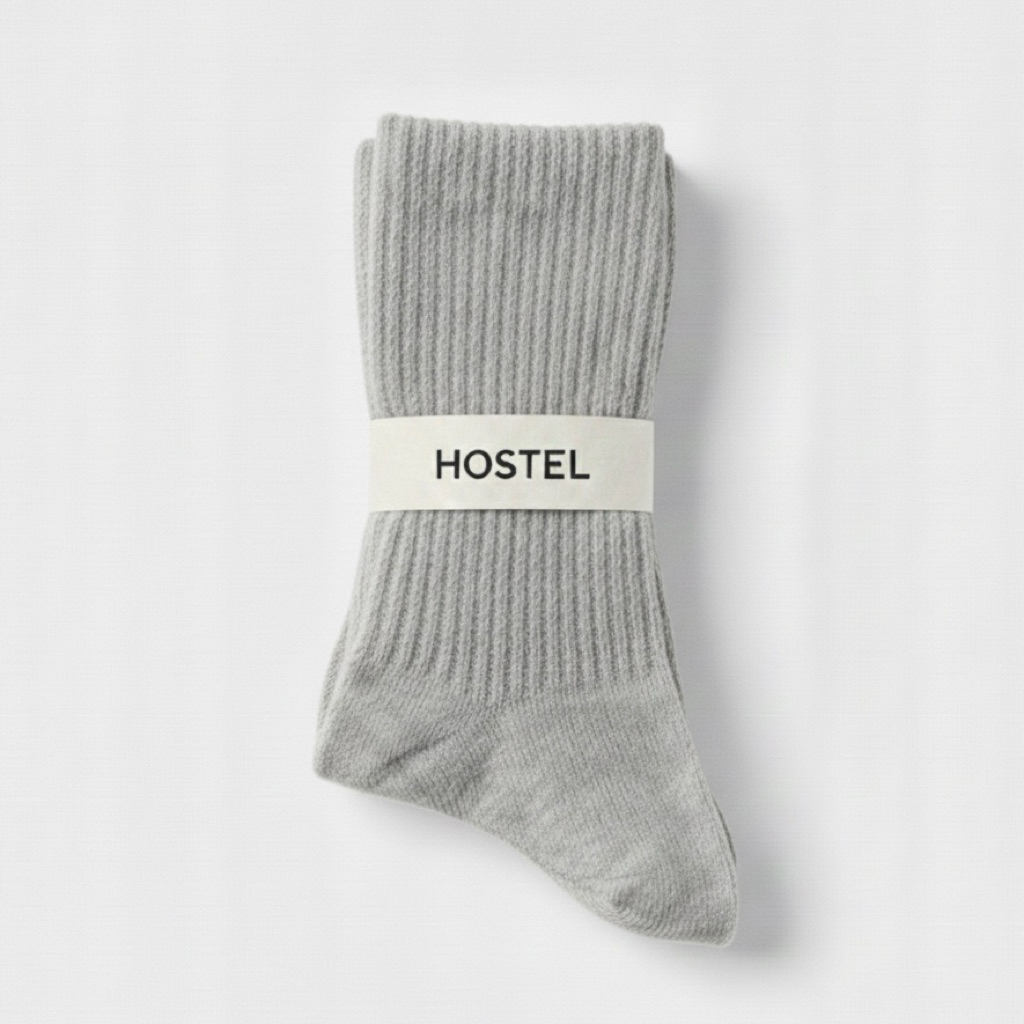 Hostel - Kaos Kaki Basic Panjang Abu Abu - Kaos Kaki Polos Tebal - Kaos Kaki Oldschool Pria Wanita