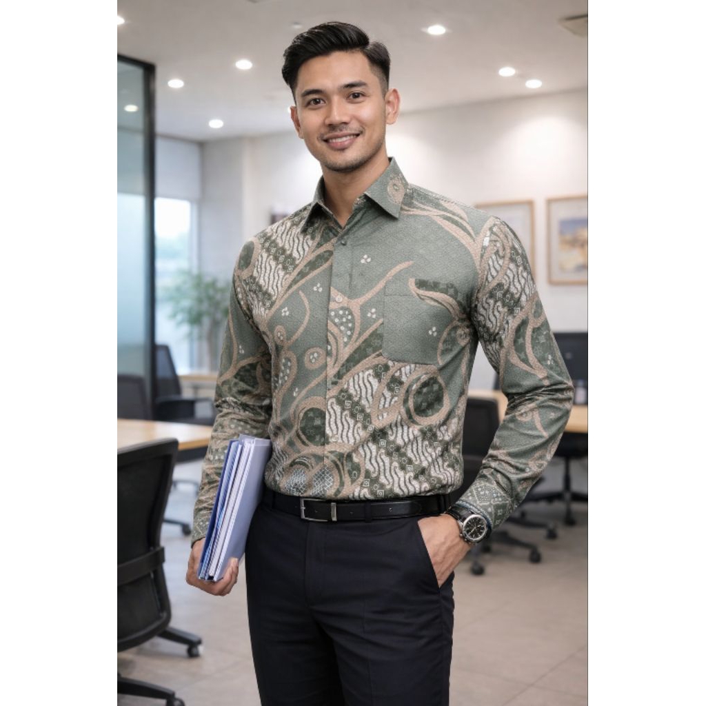 Batik hijau sage premium