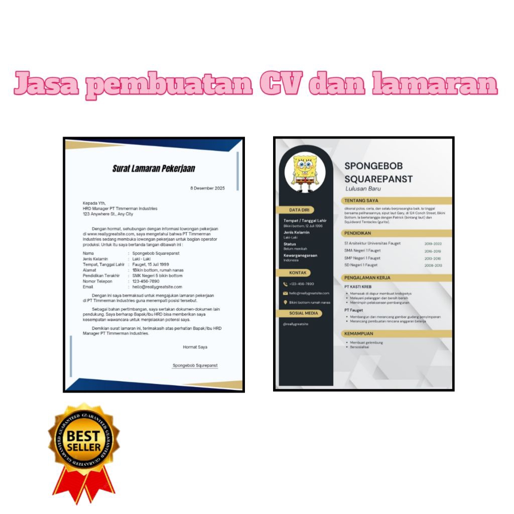 Paket jasa pembuat CV dan lamaran kerja
