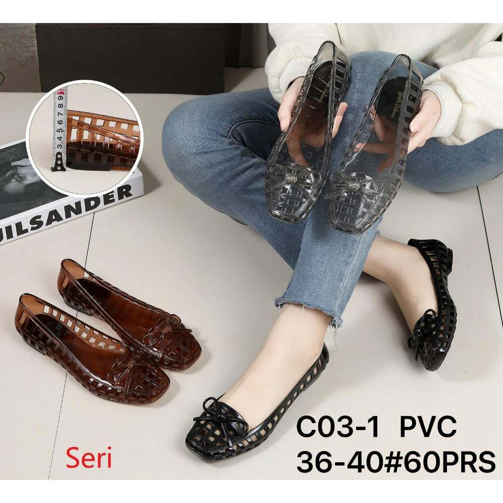 Sandal Selop Jelly Wanita Karet Import BALANCE Motif Rajut Tebal / 2505 C03 Medan Mrl