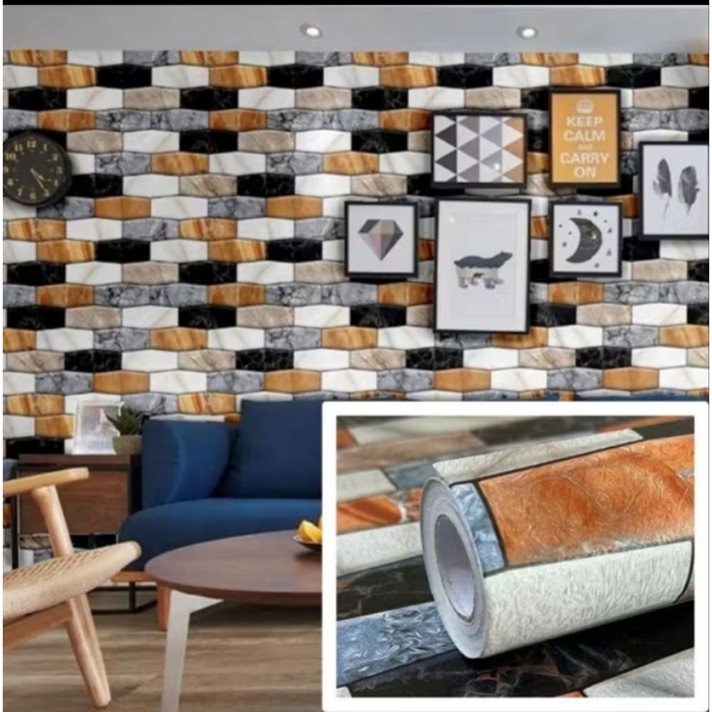 Wallpaper Stiker Dinding Keramik 3D