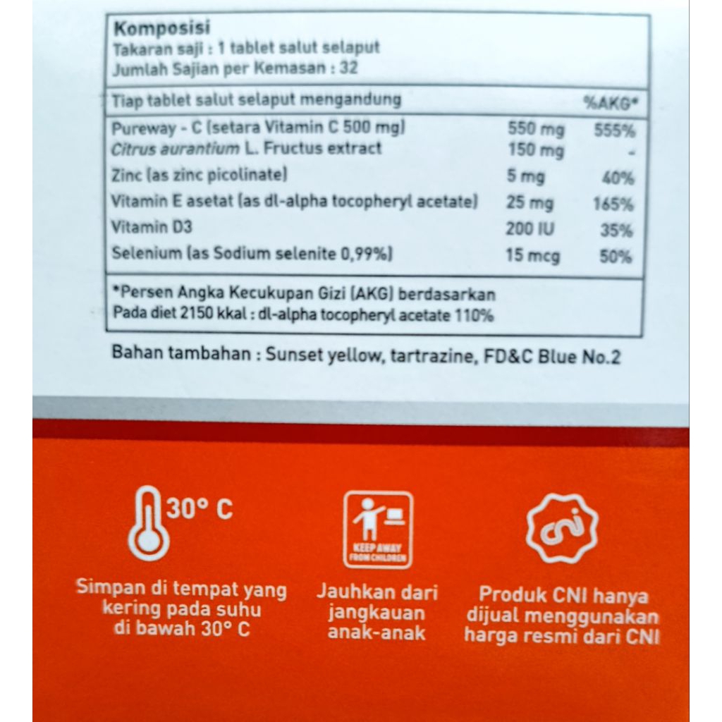 WELL3 CNI C-500 EXTRA STRIP CNI Suplement kesehatan vitamin C Pureway