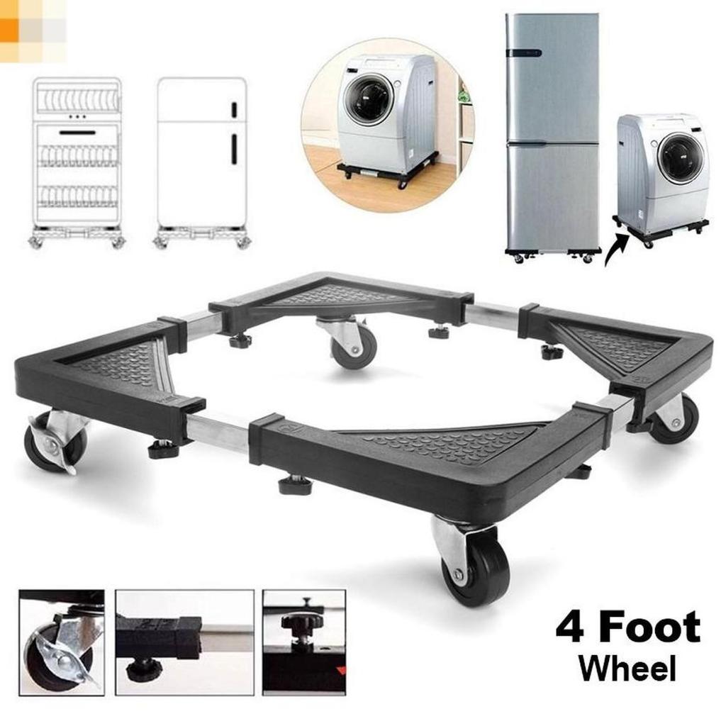 SHENAR ADJUSTABLE FRIDGE TROLLEY RAK KAKI RODA KULKAS SETEL TATAKAN BESI ALAS KULKAS RAK KAKI BAWAH 
