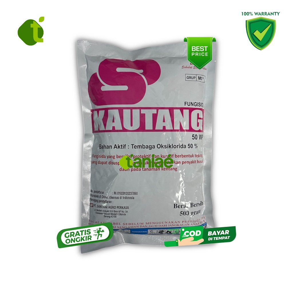SANTANI Fungisida KAUTANG 50 WP 500g Mengendalikan Jamur Bakteri Tembaga Oksiklorida 50%