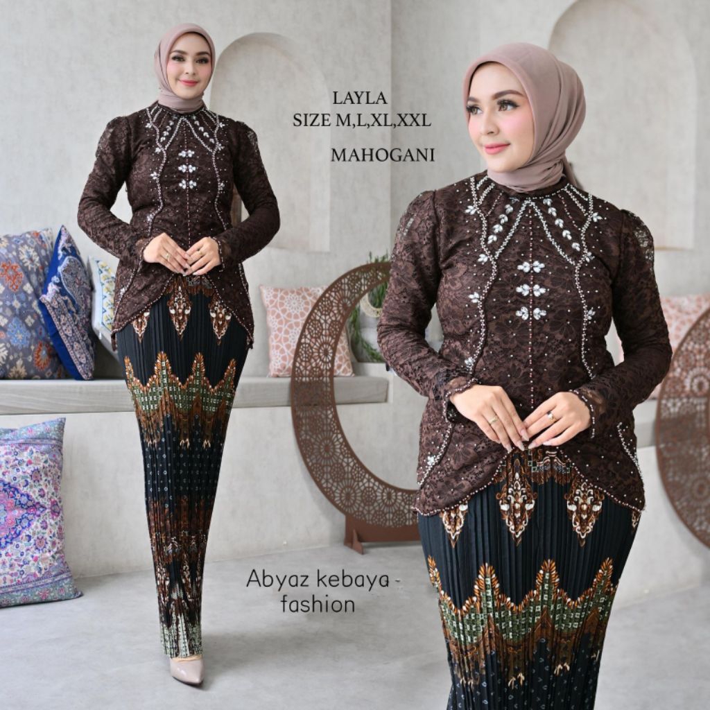 Kebaya Alya Free Hijab Payet Tangan Kebaya Modern Wanita Set Rok Batik Kondangan Wisuda Lamaran