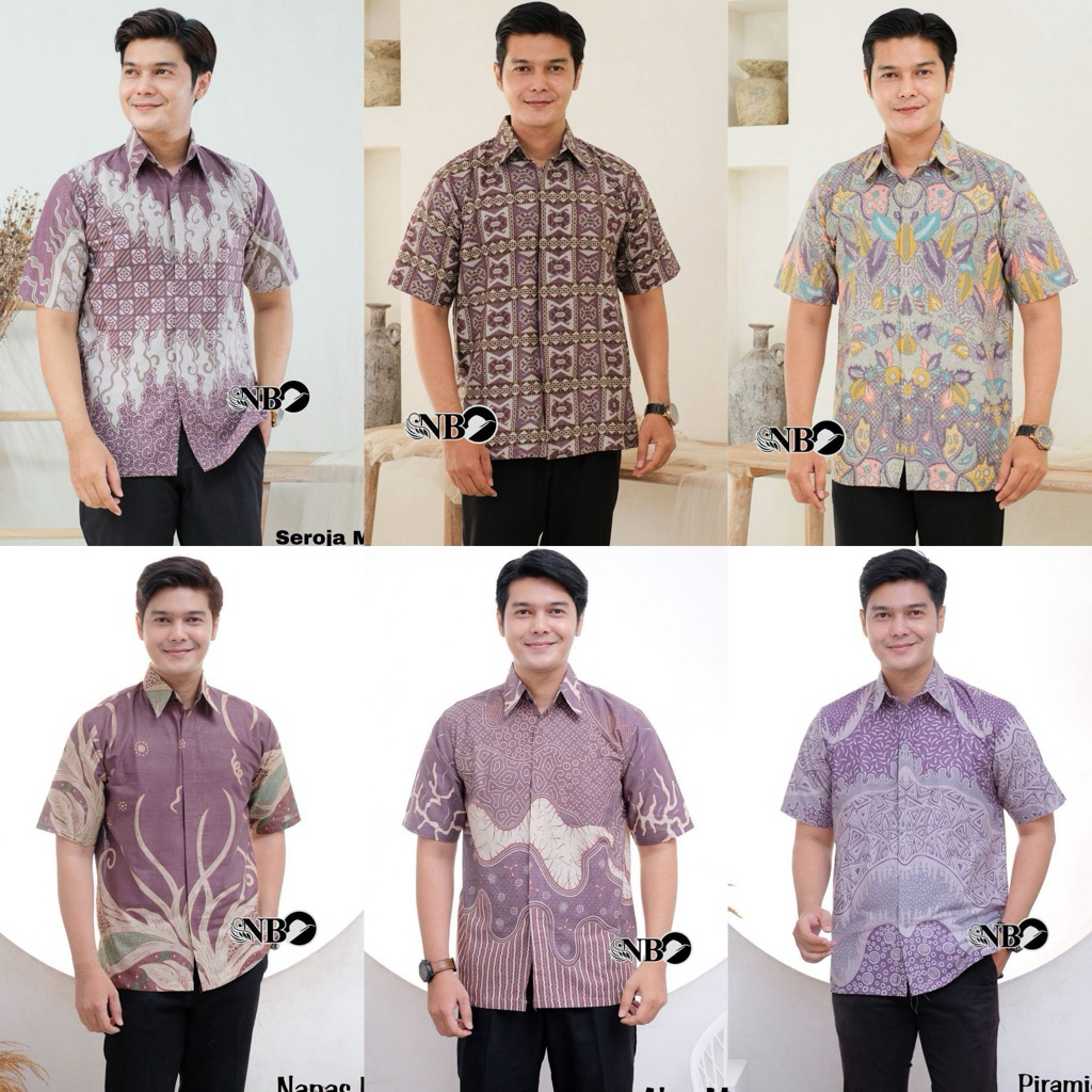 BAJU BATIK PRIA WARNA MAUVE /CHOCO PURPLE/LILAC KEMEJA PRIA MODERN MONALISA GENES M L XL XXL Asli Pe