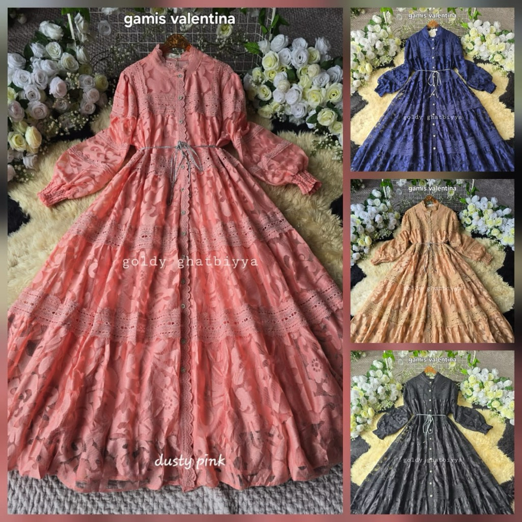 gamis valentina, dress goldy, gamis bangkok, gamis putih, white maxi, dress katun bordir, gamis eyel
