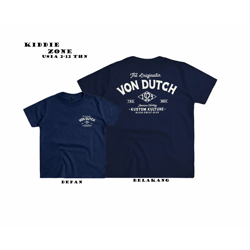 Baju Kaos Distro Anak Laki Laki 2-11 Tahun V0N Dutch Kustom Kulture Tshirt Distro Anak Combed 30s