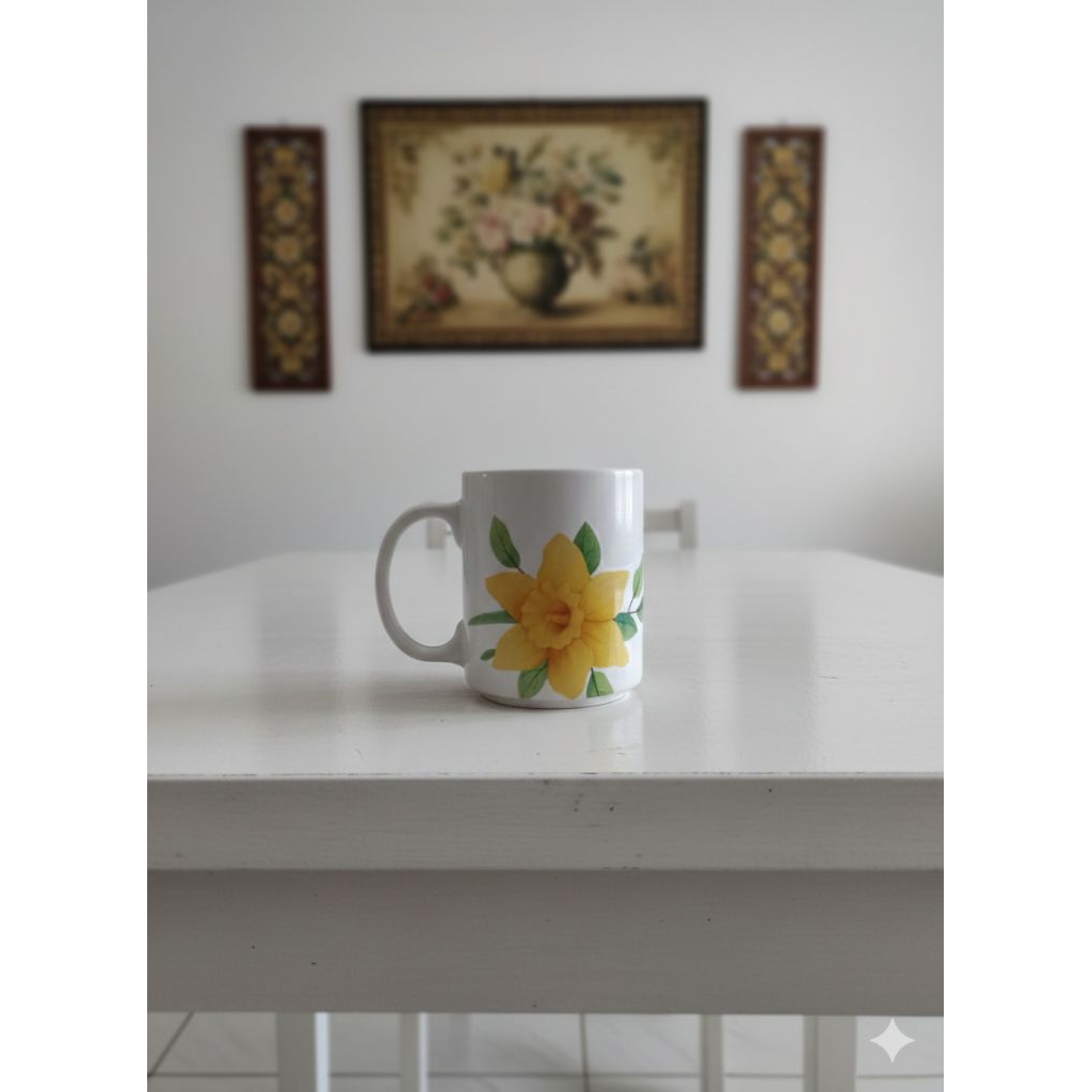 Mug Decoupage flower #yellow#10lusin