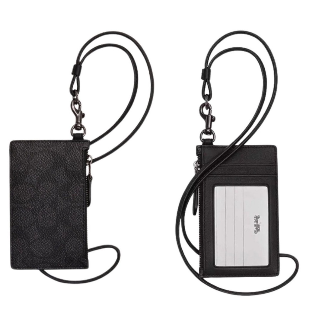 ID Card Hoder Name Tag Branded C Zip Lanyard card case charcoal/ sign black ORIGINAL