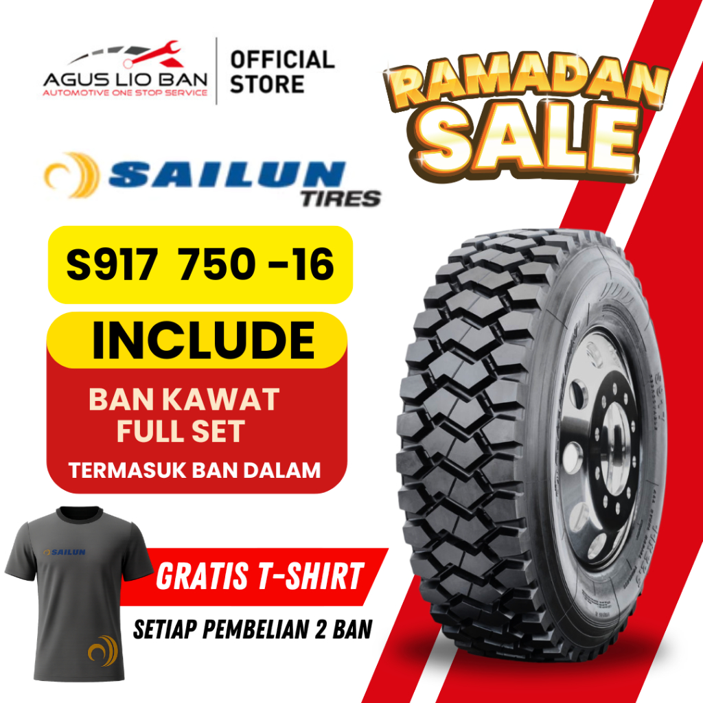 Ban Truk 750-16 7.50-16 14PR Sailun S917 Kawat Bias Full Set Luar Dalam Flap Original Truck Tire Agu