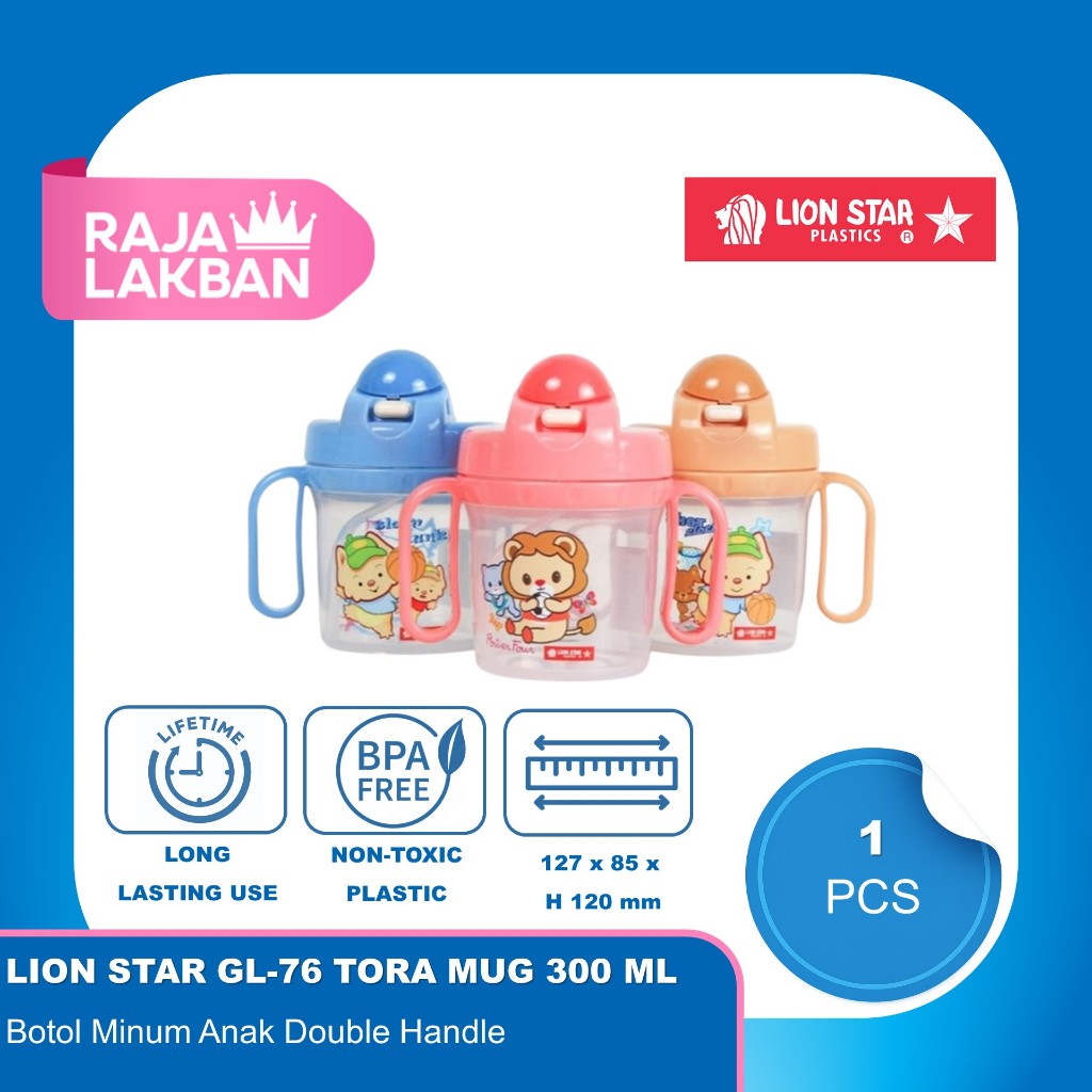 LION STAR GL-76 Tora Mug  Isi 300 ml – Botol Minum Anak Bayi Mimi Susu Sedotan