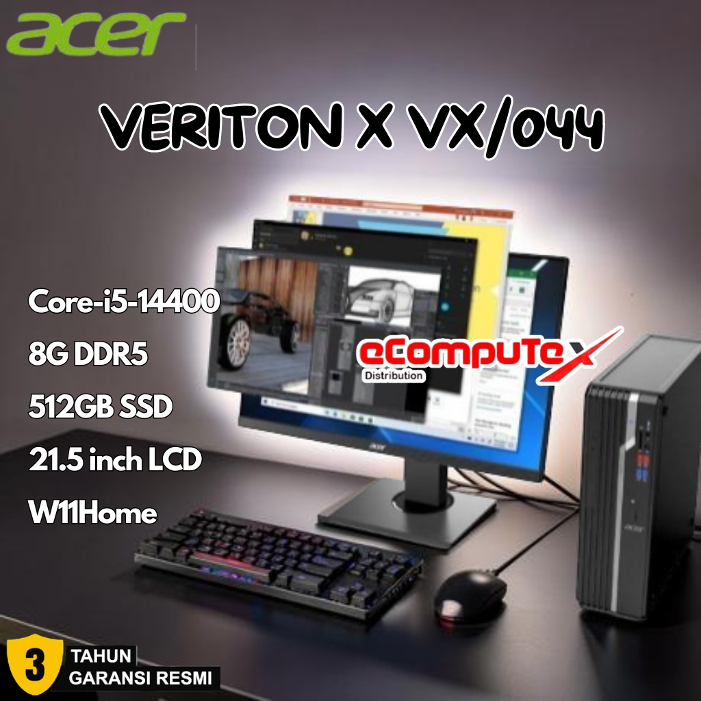 PC Desktop Acer Veriton X - Core i7 (VX/0044),14400-8GB DDR5, 512GB SSD, 21.5 inch LCD, W11Home, TKD