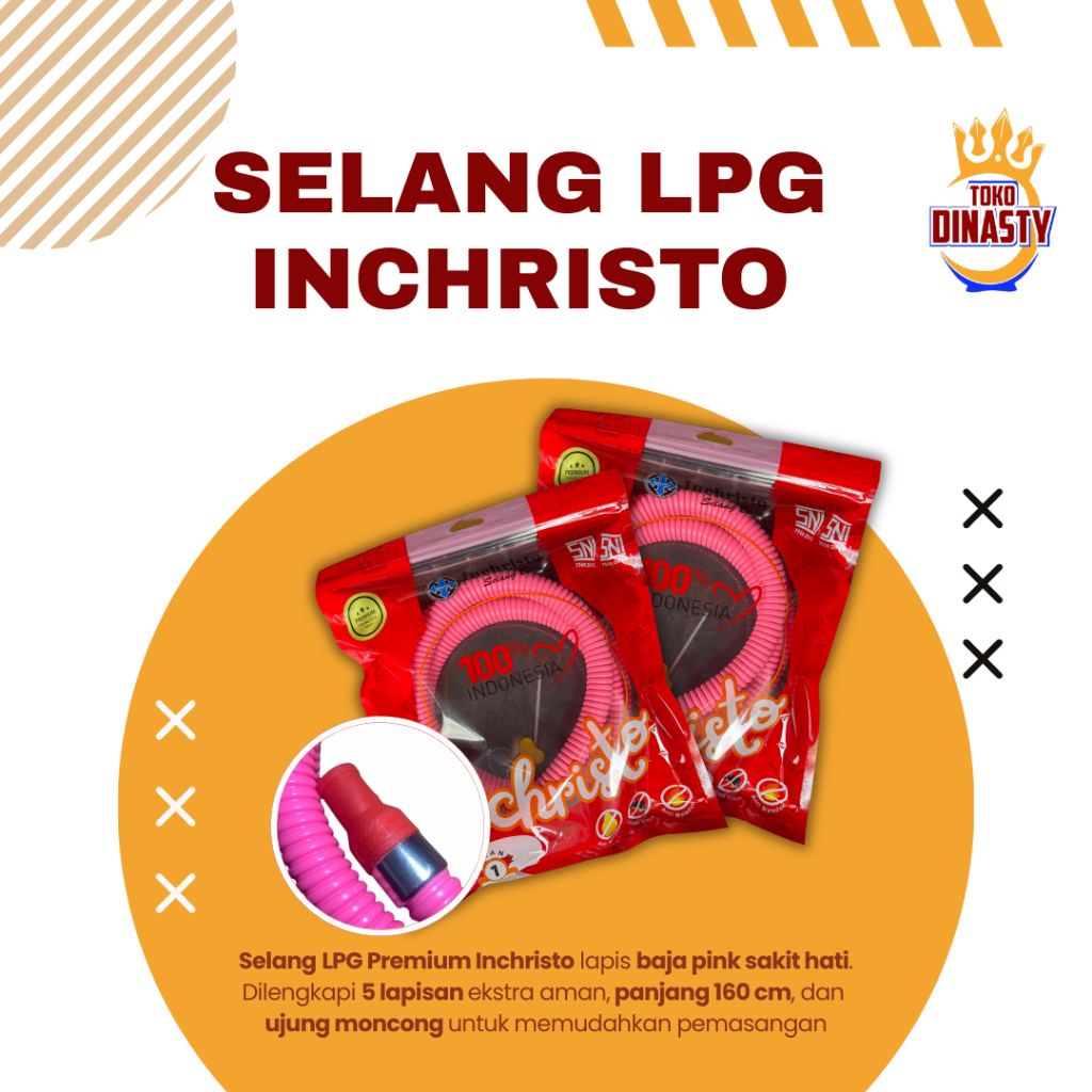 INCHRISTO SELANG BAJA PREMIUM | SELANG BAJA PINK MERAH MUDA | SELANG GAS LPG ANTI RETAK