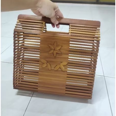 preloved tas bambu vintage bamboo handbag 1950's ladies bamboo bag tas jadul