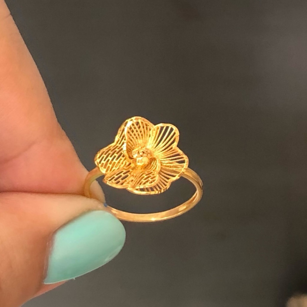 1- CINCIN BUNGA KERAWANGAN UBS 1.05GR KADAR 375 UKURAN 11