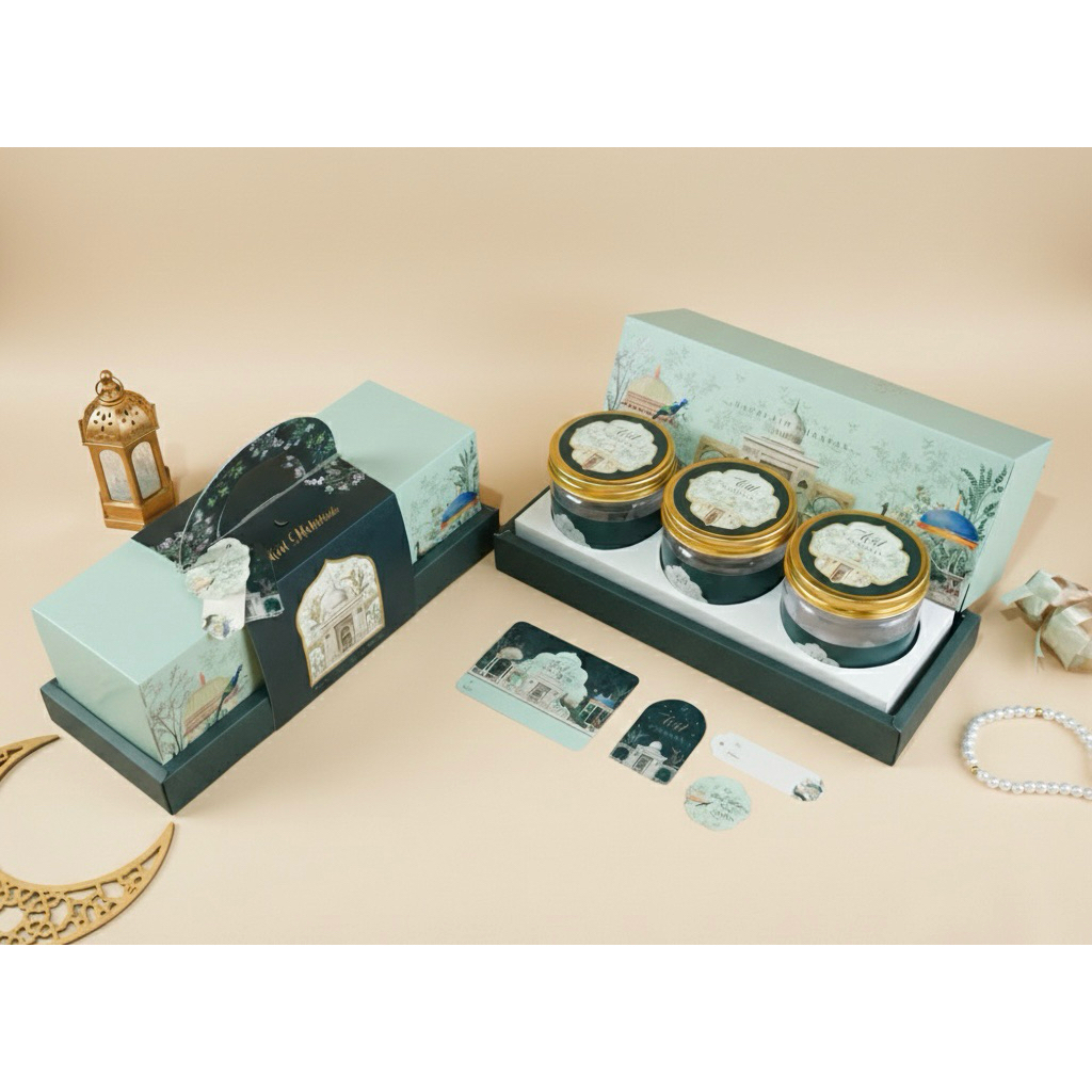 BOX HAMPERS LEBARAN ISI 3 TOPLES TABUNG 600 ML
