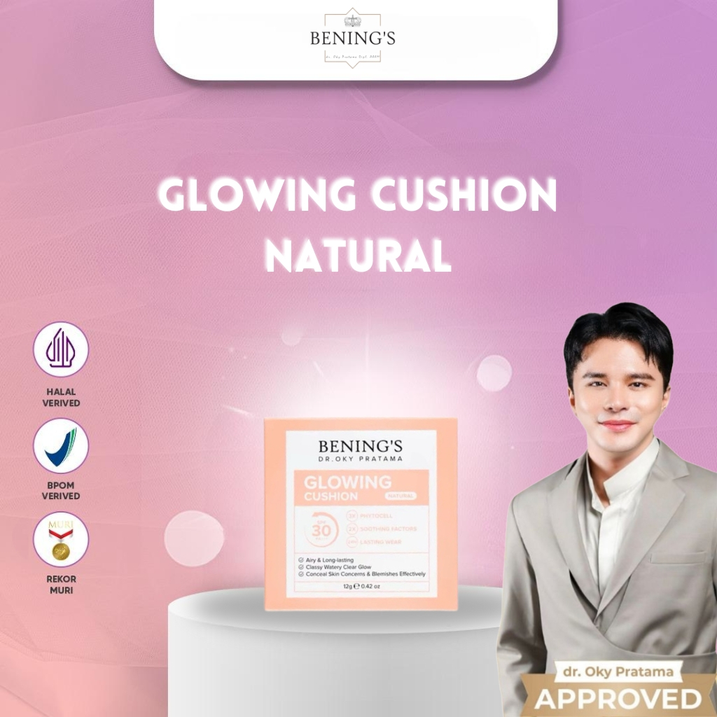 Bening's Glowing Cushion ' Natural ' Bening Skincare Dr Oky Pratama Benings Clinic - Bedak Fondasion