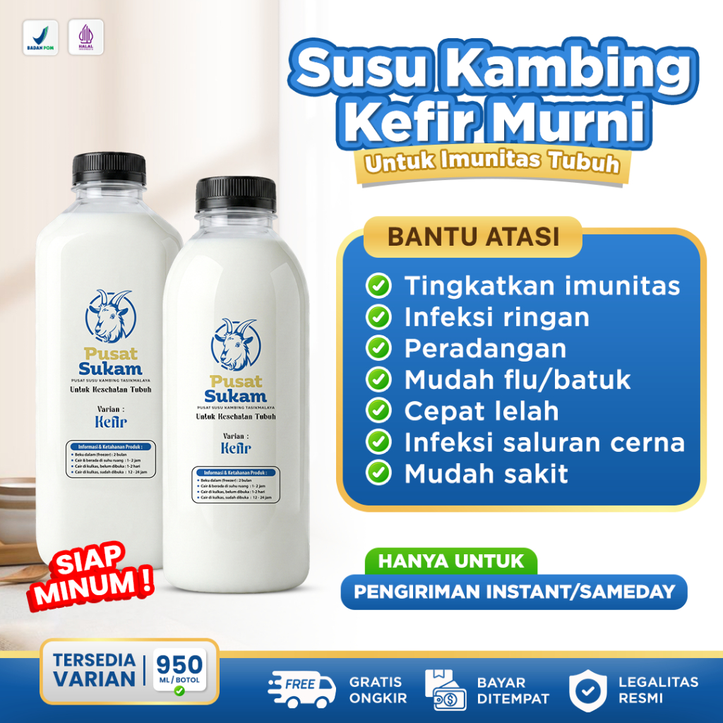 Susu Kambing Kefir 100% Susu Kambing Segar Fresh Murni Siap Minum 950ml