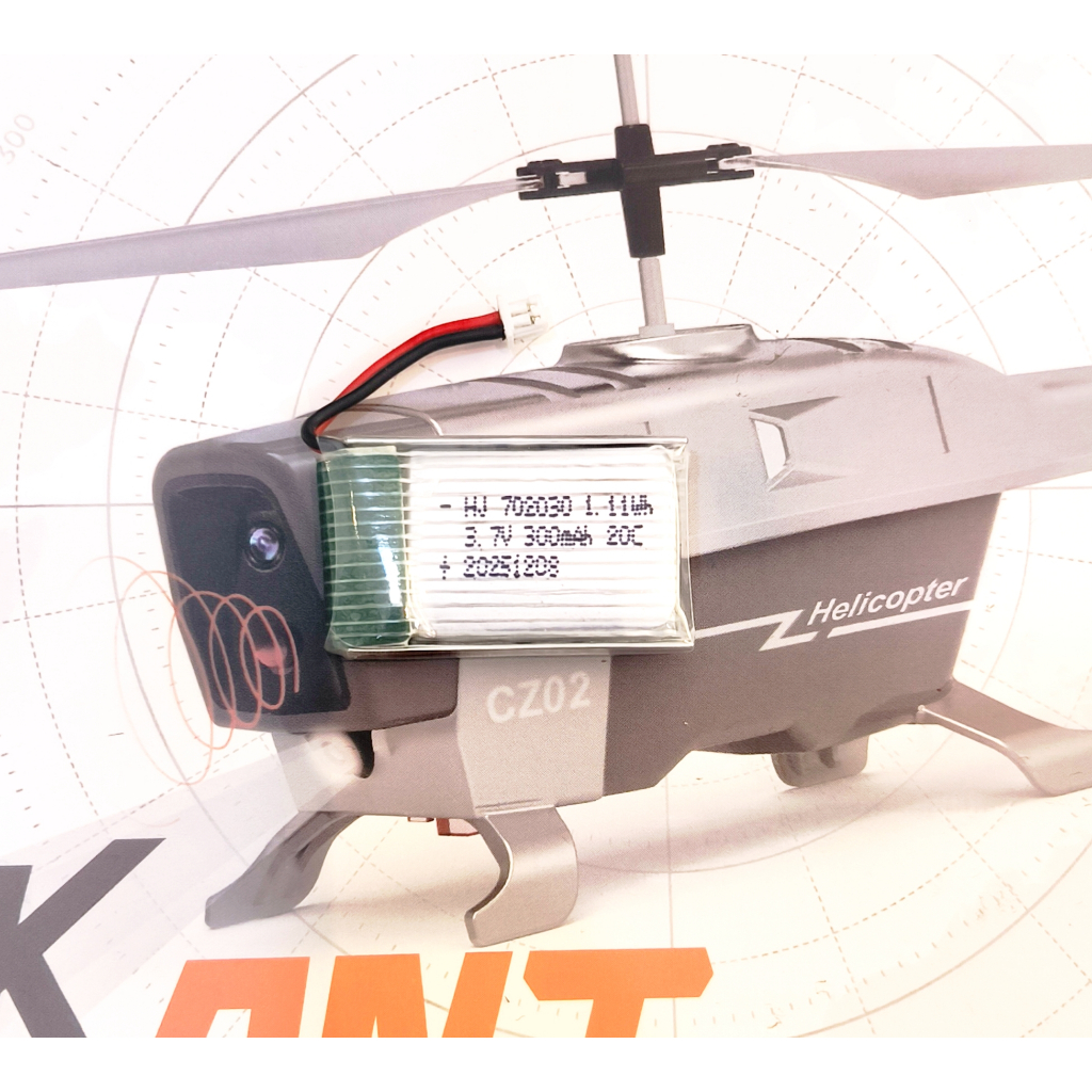 baterai lipo helikopter rc CX068 CZ02 upgrade 3.7V 300mAH soket PH1.25 702030