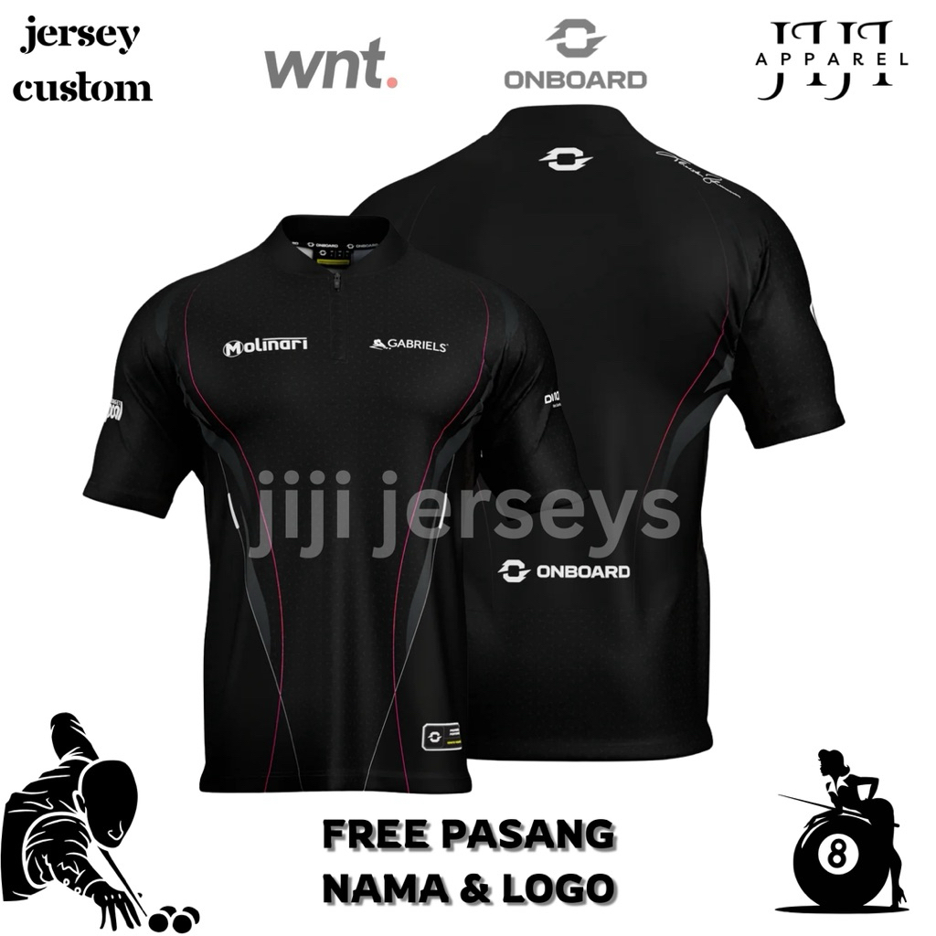 JERSEY BILLIARD CUSTOM FULL PRINTING BEBAS PASANG NAMA LOGO DAN SPONSOR JERSEY BILLIARD PRIA WANITA 