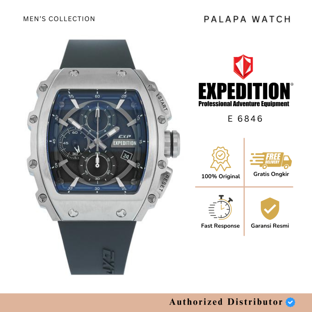 Jam Tangan Pria EXP 6846 / E 6846 / E6846 Rubber Original Garansi Resmi 1 Tahun