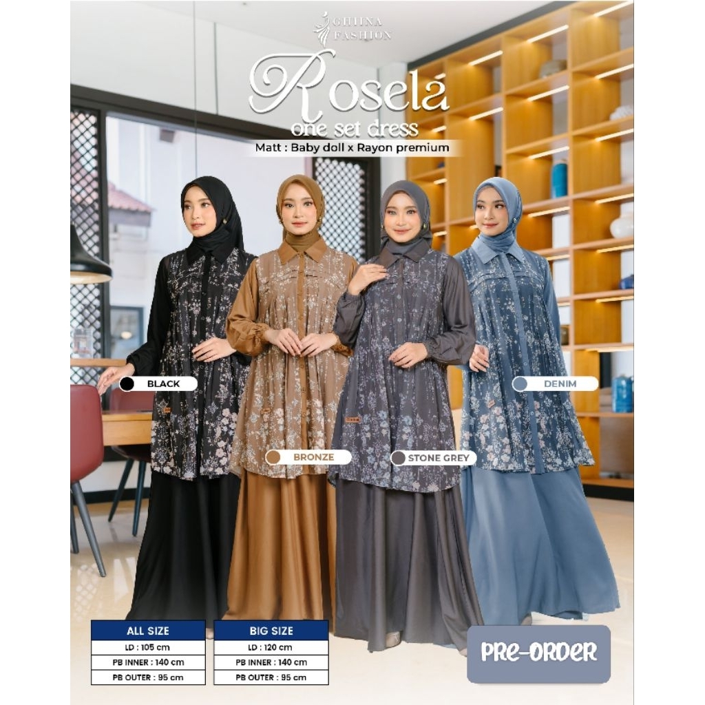PRE-ORDER MAHIRA FAMILY SET & ROSELA ONE SET ROK// SARIMBIT 2026 SPECIAL RAYA By Ghina Fashion