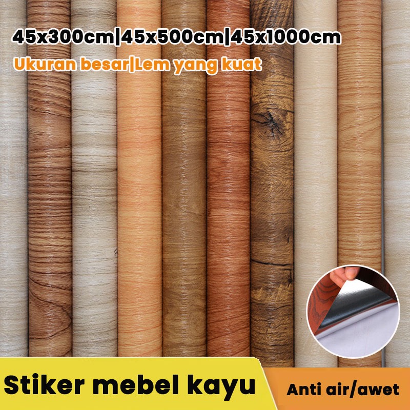 【kami】stiker motif kayu furniture stiker almari kayu wallpaper meja kayu anti air pelapis meja kayu