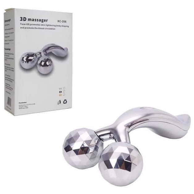 Alat PEMIJAT wajah Manual Kulit 3D massager xc-206 MASSAGE ROLL SILVER
