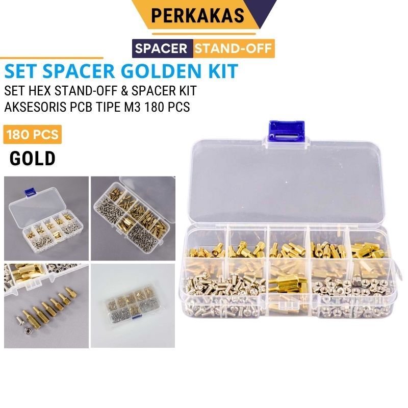 PRAKTIS Spacer PCB Kuningan 180 pcs 1 Box M2 M2.5 M3 M4 Set Kit Papan PCB Tembaga Kuningan Padat