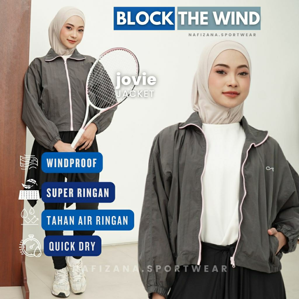 Nafizana - Jovie Sport Jaket / Jaket Olahraga Parasut / Jaket Lari / Jaket Wanita Parasut