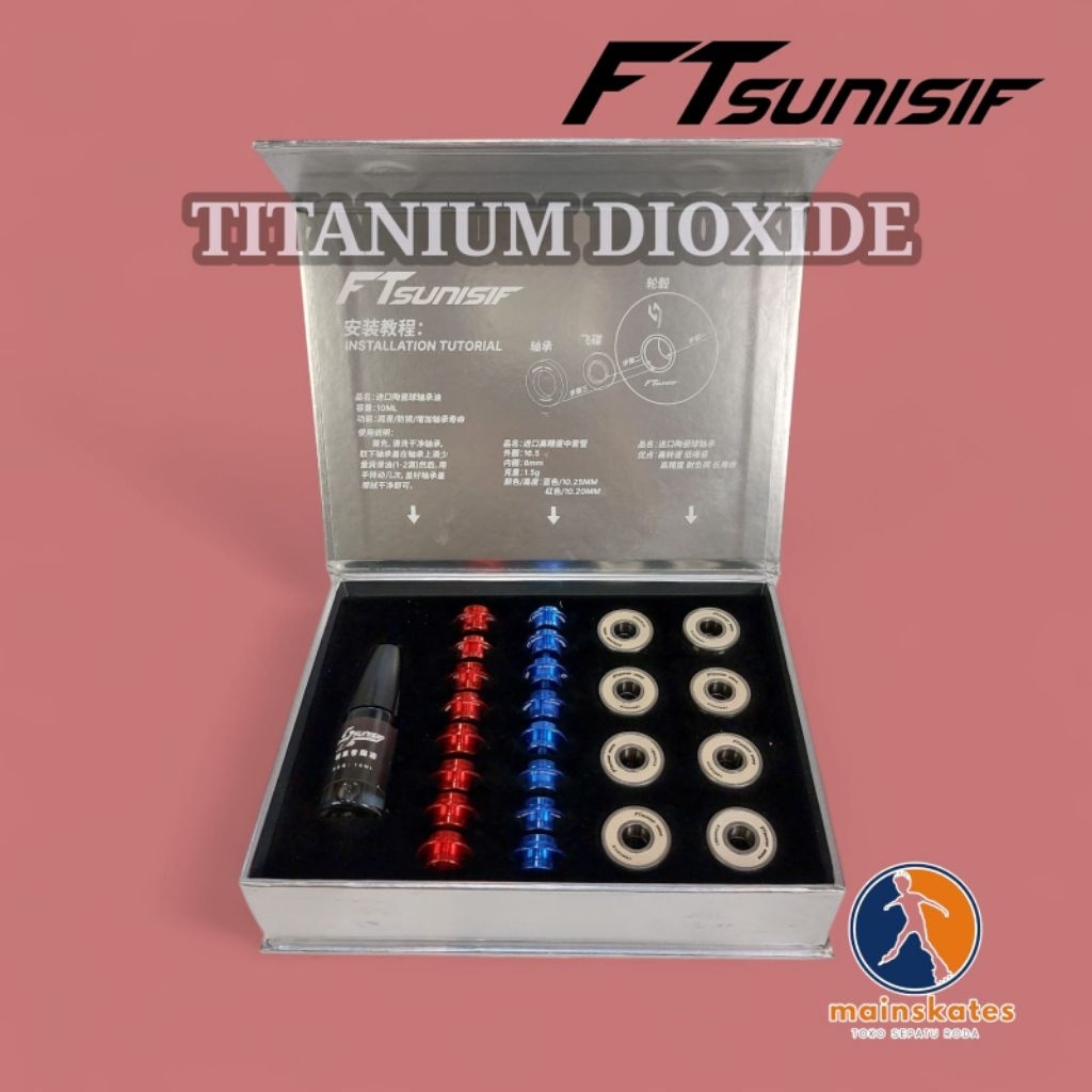 ((FULL SET)) TITANIUM DIOXIDE BEARING 608RS HYBRID BLACK CERAMIC, TOP HIGH LEVEL BEARING merk FT SUN