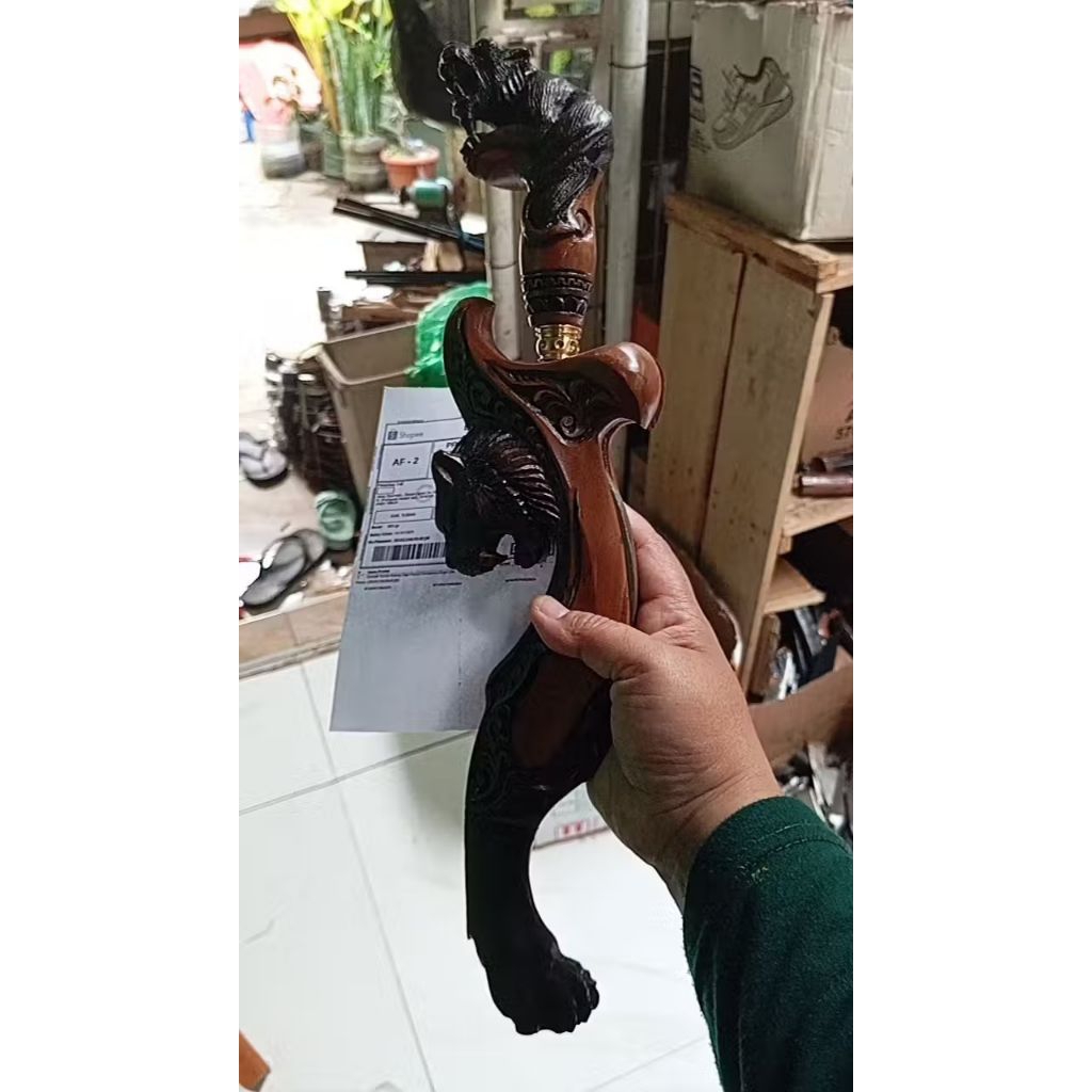 kujang asli pamor baja damaskus