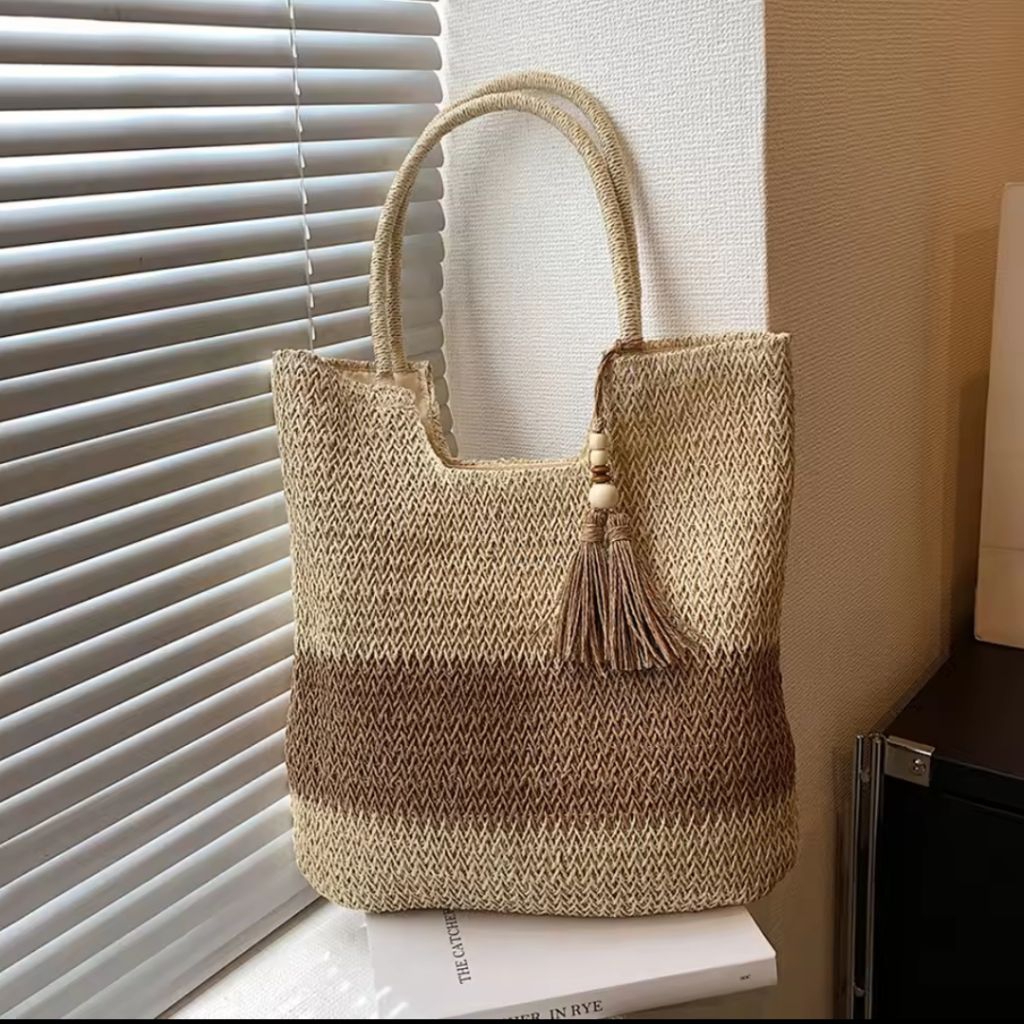 shoulder bag straw bag tas pantai wanita summer bag tas fashion wanita tas wanita cantik tas rotan B