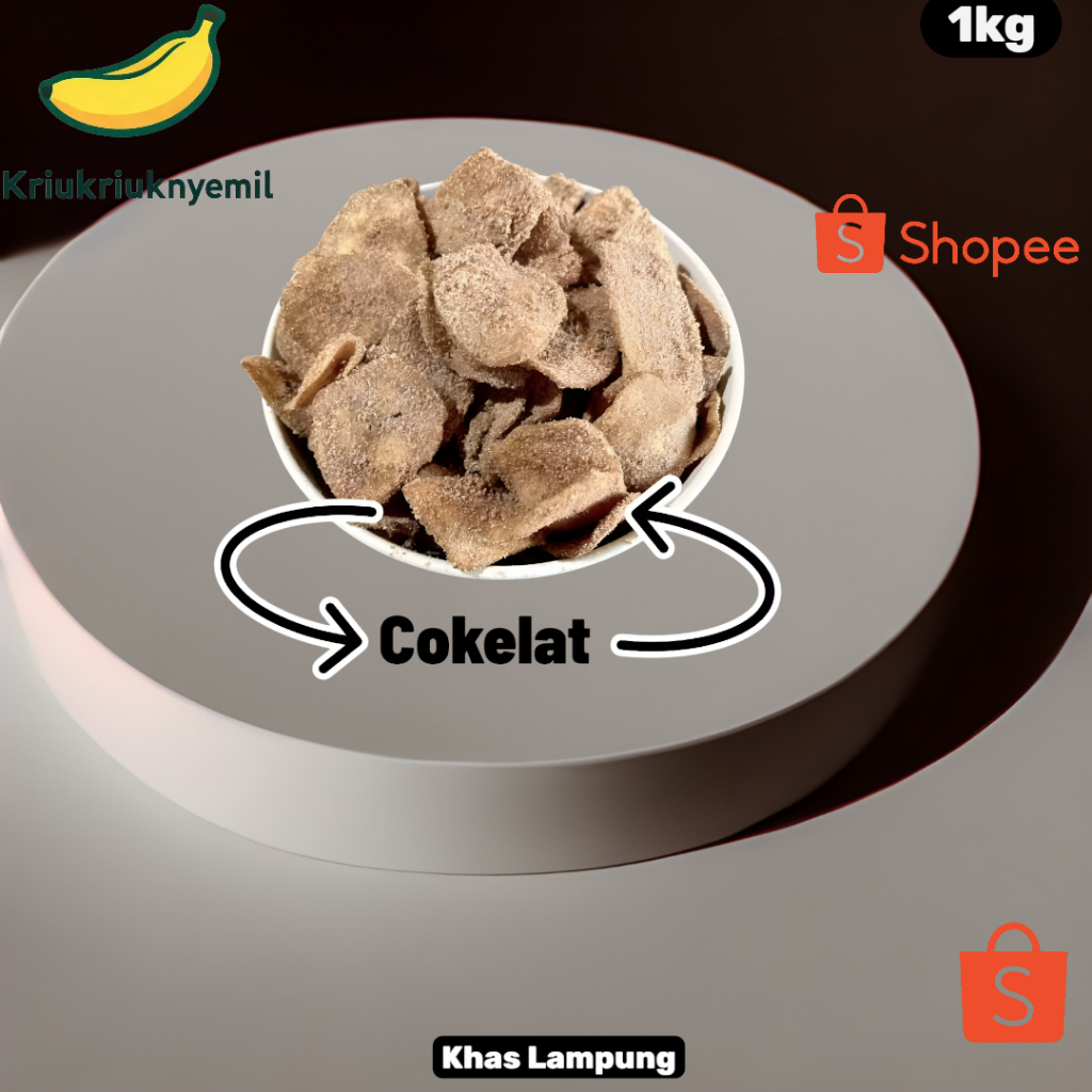 1 Kg Keripik Pisang Nangka Asli Lampung Dengan Rasa ( Coklat ) | Keripik Pisang Khas Lampung Kemasan